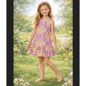 Lilly Pulitzer Mini Kristen Dress Girls Large 8-10 Tigress Garden Pockets READ